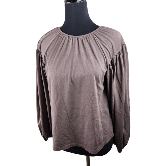 a new day Tops - A New Day Balloon Sleeve Taupe Blouse Round Neck Small